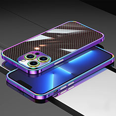 Handyhülle Hülle Luxus Aluminium Metall Rahmen Tasche A02 für Apple iPhone 13 Pro Max Blau