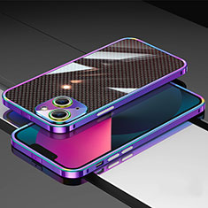 Handyhülle Hülle Luxus Aluminium Metall Rahmen Tasche A02 für Apple iPhone 14 Blau