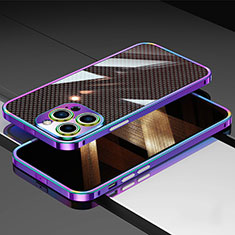 Handyhülle Hülle Luxus Aluminium Metall Rahmen Tasche A02 für Apple iPhone 14 Pro Blau