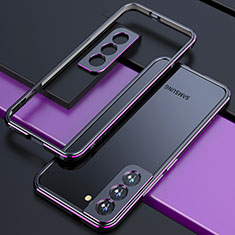 Handyhülle Hülle Luxus Aluminium Metall Rahmen Tasche A02 für Samsung Galaxy S21 5G Violett