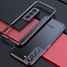 Handyhülle Hülle Luxus Aluminium Metall Rahmen Tasche A02 für Samsung Galaxy S21 FE 5G Rot und Schwarz