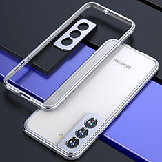 Handyhülle Hülle Luxus Aluminium Metall Rahmen Tasche A02 für Samsung Galaxy S21 FE 5G Silber