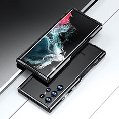 Handyhülle Hülle Luxus Aluminium Metall Rahmen Tasche A02 für Samsung Galaxy S21 Ultra 5G Schwarz