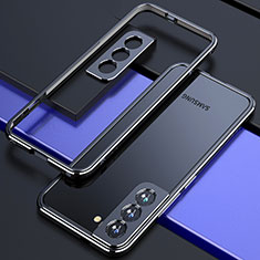 Handyhülle Hülle Luxus Aluminium Metall Rahmen Tasche A02 für Samsung Galaxy S23 5G Schwarz