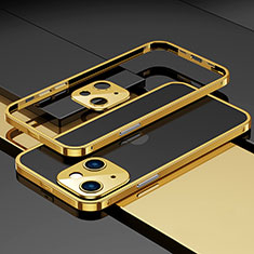 Handyhülle Hülle Luxus Aluminium Metall Rahmen Tasche A03 für Apple iPhone 13 Gold