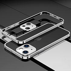 Handyhülle Hülle Luxus Aluminium Metall Rahmen Tasche A03 für Apple iPhone 14 Plus Silber