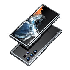 Handyhülle Hülle Luxus Aluminium Metall Rahmen Tasche A03 für Samsung Galaxy S22 Ultra 5G Grau