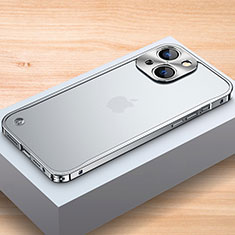 Handyhülle Hülle Luxus Aluminium Metall Rahmen Tasche A04 für Apple iPhone 13 Mini Silber