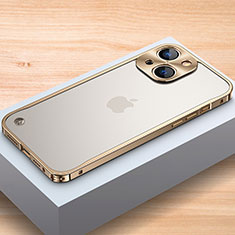 Handyhülle Hülle Luxus Aluminium Metall Rahmen Tasche A04 für Apple iPhone 14 Gold