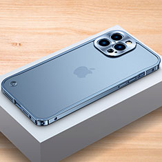 Handyhülle Hülle Luxus Aluminium Metall Rahmen Tasche A04 für Apple iPhone 14 Pro Max Blau