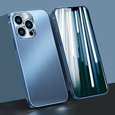 Handyhülle Hülle Luxus Aluminium Metall Rahmen Tasche A05 für Apple iPhone 13 Pro Blau