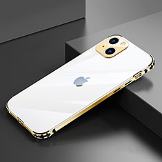 Handyhülle Hülle Luxus Aluminium Metall Rahmen Tasche A06 für Apple iPhone 13 Mini Gold