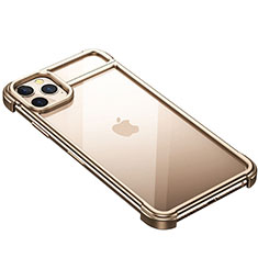 Handyhülle Hülle Luxus Aluminium Metall Rahmen Tasche F01 für Apple iPhone 11 Pro Max Gold