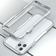 Handyhülle Hülle Luxus Aluminium Metall Rahmen Tasche für Apple iPhone 11 Pro Max Silber