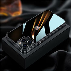 Handyhülle Hülle Luxus Aluminium Metall Rahmen Tasche für Apple iPhone 12 Pro Schwarz