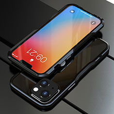 Handyhülle Hülle Luxus Aluminium Metall Rahmen Tasche für Apple iPhone 13 Mini Schwarz