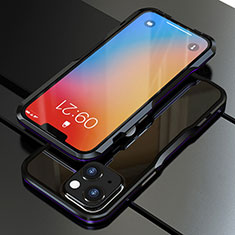 Handyhülle Hülle Luxus Aluminium Metall Rahmen Tasche für Apple iPhone 13 Mini Violett