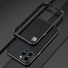 Handyhülle Hülle Luxus Aluminium Metall Rahmen Tasche für Apple iPhone 13 Pro Max Silber und Schwarz
