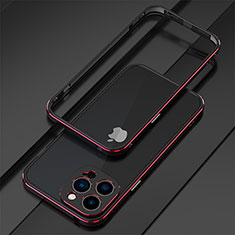 Handyhülle Hülle Luxus Aluminium Metall Rahmen Tasche für Apple iPhone 13 Pro Rot und Schwarz