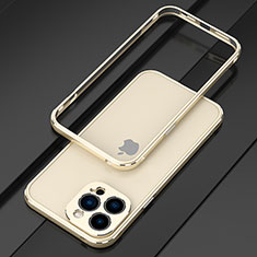 Handyhülle Hülle Luxus Aluminium Metall Rahmen Tasche für Apple iPhone 14 Pro Max Gold