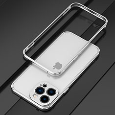 Handyhülle Hülle Luxus Aluminium Metall Rahmen Tasche für Apple iPhone 14 Pro Max Silber