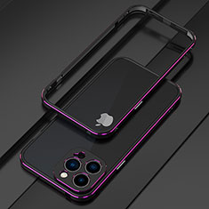 Handyhülle Hülle Luxus Aluminium Metall Rahmen Tasche für Apple iPhone 14 Pro Max Violett