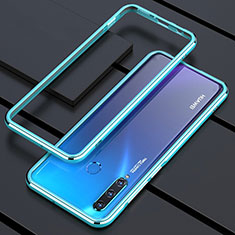 Handyhülle Hülle Luxus Aluminium Metall Rahmen Tasche für Huawei P30 Lite Blau