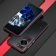 Handyhülle Hülle Luxus Aluminium Metall Rahmen Tasche für Huawei P60 Pro Rot und Schwarz