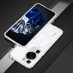 Handyhülle Hülle Luxus Aluminium Metall Rahmen Tasche für Huawei P60 Pro Silber