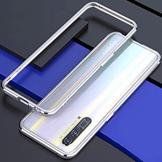 Handyhülle Hülle Luxus Aluminium Metall Rahmen Tasche für Oppo Find X2 Lite Silber
