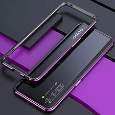 Handyhülle Hülle Luxus Aluminium Metall Rahmen Tasche für Oppo Reno3 Violett