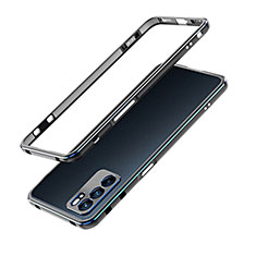 Handyhülle Hülle Luxus Aluminium Metall Rahmen Tasche für Oppo Reno6 5G Blau und Schwarz