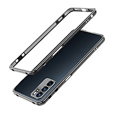 Handyhülle Hülle Luxus Aluminium Metall Rahmen Tasche für Oppo Reno6 5G Silber und Schwarz