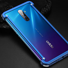 Handyhülle Hülle Luxus Aluminium Metall Rahmen Tasche für Realme X2 Pro Blau