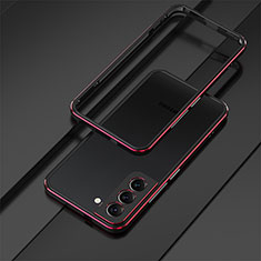 Handyhülle Hülle Luxus Aluminium Metall Rahmen Tasche für Samsung Galaxy S22 5G Rot und Schwarz