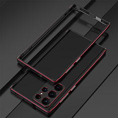 Handyhülle Hülle Luxus Aluminium Metall Rahmen Tasche für Samsung Galaxy S22 Ultra 5G Rot und Schwarz