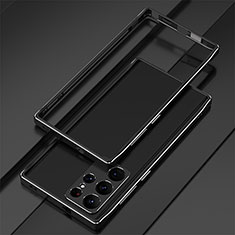 Handyhülle Hülle Luxus Aluminium Metall Rahmen Tasche für Samsung Galaxy S23 Ultra 5G Schwarz