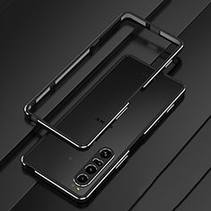 Handyhülle Hülle Luxus Aluminium Metall Rahmen Tasche für Sony Xperia 1 IV Schwarz