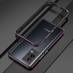 Handyhülle Hülle Luxus Aluminium Metall Rahmen Tasche für Vivo iQOO 8 5G Rot und Schwarz