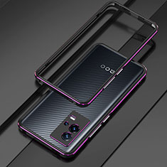 Handyhülle Hülle Luxus Aluminium Metall Rahmen Tasche für Vivo iQOO 8 5G Violett