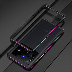Handyhülle Hülle Luxus Aluminium Metall Rahmen Tasche für Vivo X80 Pro 5G Violett