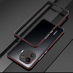 Handyhülle Hülle Luxus Aluminium Metall Rahmen Tasche für Xiaomi Mi 11 Pro 5G Rot und Schwarz