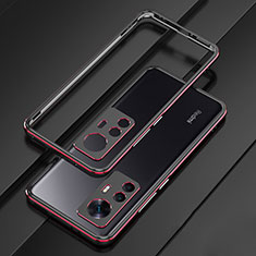 Handyhülle Hülle Luxus Aluminium Metall Rahmen Tasche für Xiaomi Mi 12T 5G Rot und Schwarz