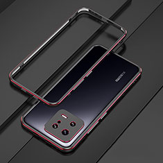 Handyhülle Hülle Luxus Aluminium Metall Rahmen Tasche für Xiaomi Mi 13 5G Rot und Schwarz