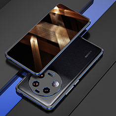 Handyhülle Hülle Luxus Aluminium Metall Rahmen Tasche für Xiaomi Mi 13 Ultra 5G Blau und Schwarz
