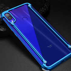 Handyhülle Hülle Luxus Aluminium Metall Rahmen Tasche für Xiaomi Redmi Note 7 Pro Blau