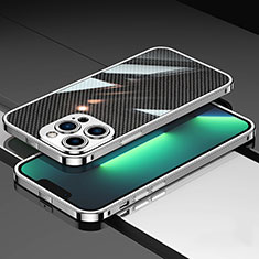 Handyhülle Hülle Luxus Aluminium Metall Rahmen Tasche JL1 für Apple iPhone 13 Pro Silber