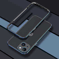 Handyhülle Hülle Luxus Aluminium Metall Rahmen Tasche JZ1 für Apple iPhone 13 Blau und Schwarz