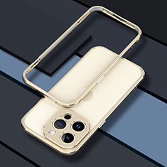 Handyhülle Hülle Luxus Aluminium Metall Rahmen Tasche JZ1 für Apple iPhone 13 Pro Gold