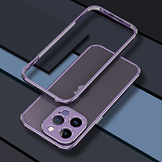 Handyhülle Hülle Luxus Aluminium Metall Rahmen Tasche JZ1 für Apple iPhone 13 Pro Helles Lila